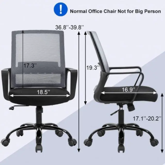 Alt view image 3 of 7 - Office Chair Ergonomic Desk Chair, Mesh Computer Chairs with Lumbar Support& Armrests, Adjustable Mid Back Task Chair, Modern Home Rolling Swivel Task Chairs for Adult Back Pain- Gray