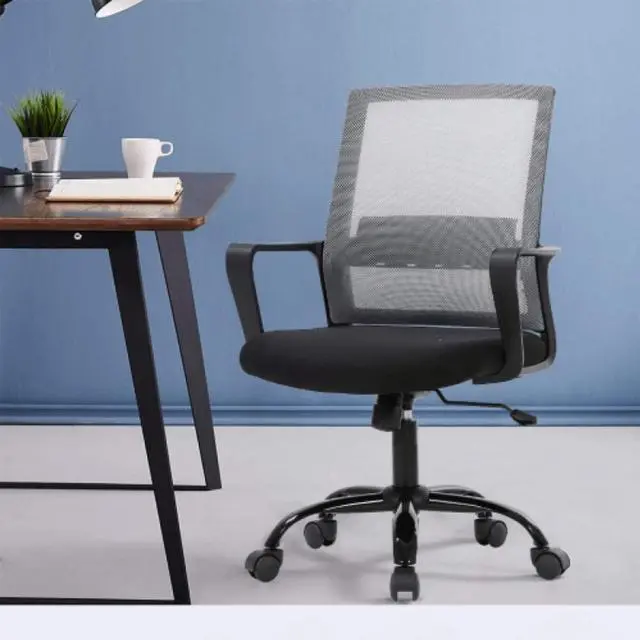 Alt view image 2 of 7 - Office Chair Ergonomic Desk Chair, Mesh Computer Chairs with Lumbar Support& Armrests, Adjustable Mid Back Task Chair, Modern Home Rolling Swivel Task Chairs for Adult Back Pain- Gray