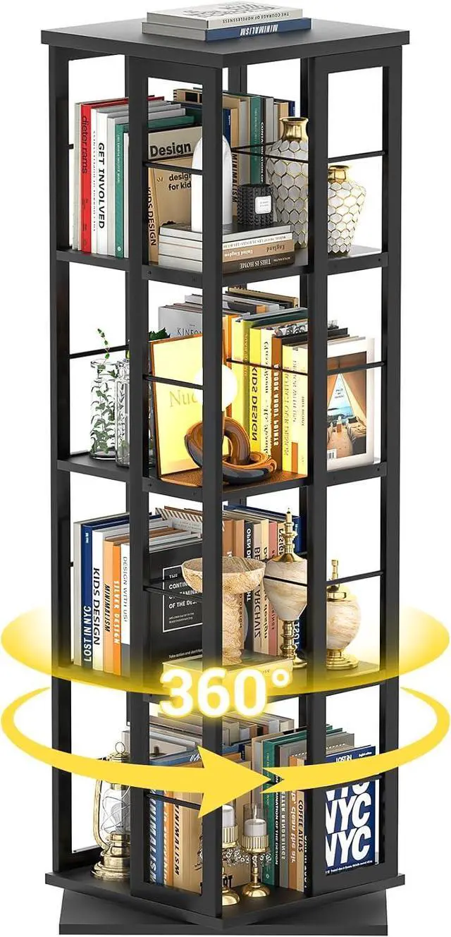 Main image of 4-Tier Rotating Corner Bookcase, Black