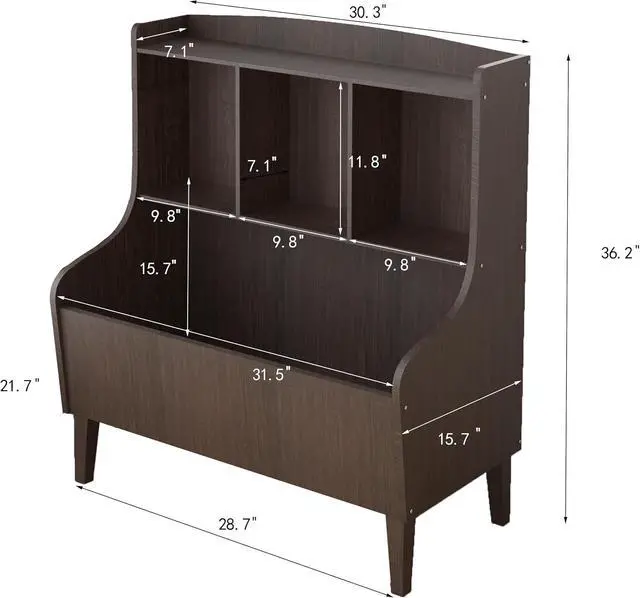 Alt view image 2 of 7 - Kids Bookshelf and Toy Storage OrganizerBamboo BookcaseFit for Children's Room, Playroom, Bedroom,Hallway, Kindergarten (Walnut Brown)