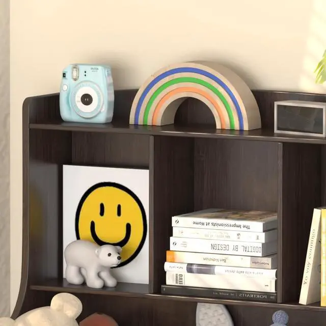 Alt view image 6 of 7 - Kids Bookshelf and Toy Storage OrganizerBamboo BookcaseFit for Children's Room, Playroom, Bedroom,Hallway, Kindergarten (Walnut Brown)