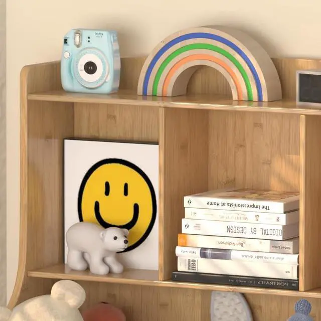Alt view image 6 of 7 - Kids Bookshelf and Toy Storage OrganizerBamboo BookcaseFit for Children's Room, Playroom, Bedroom,Hallway, Kindergarten (Nature)