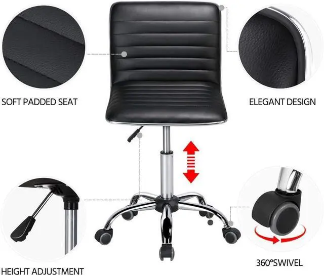 Alt view image 5 of 7 - Glass Drafting Table w/Height Adjustable PU Leather Low Back Armless Chair Drawing Draft Table for Home Office Black