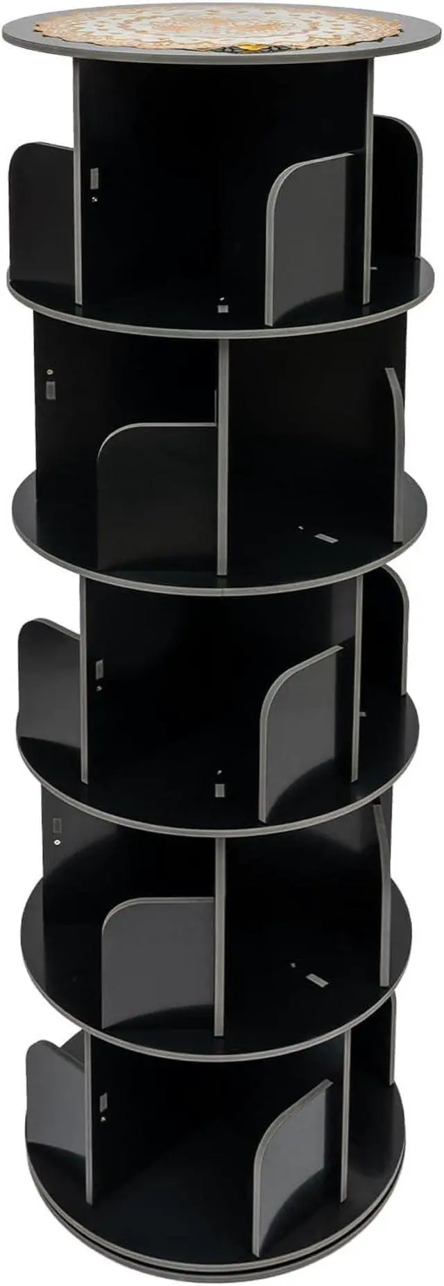Alt view image 5 of 7 - Rotating Bookshelf, 5 Tiers Rotating Book Shelf, 360° Display Corner Spinning Bookcase, Floor Standing Storage Rack for Bedroom, Living Room, Study Room, Black (5-Tiers)