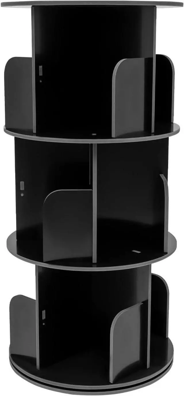 Alt view image 4 of 7 - Rotating Bookshelf, 3 Tiers Rotating Book Shelf, 360° Display Corner Spinning Bookcase, Floor Standing Storage Rack for Bedroom, Living Room, Study Room, Black (3-Tiers)
