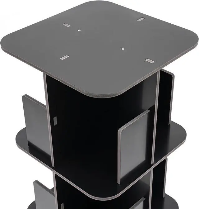 Alt view image 6 of 7 - Rotating Bookshelf 3 Tier Standing Bookcase Square Floor Standing 360° View Stackable Storage Display Book Rack Wooden Shelf for Bedroom Living Room Office Corner Bookcase (3-Tier, Black)