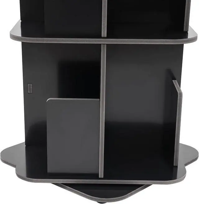 Alt view image 7 of 7 - Rotating Bookshelf 3 Tier Standing Bookcase Square Floor Standing 360° View Stackable Storage Display Book Rack Wooden Shelf for Bedroom Living Room Office Corner Bookcase (3-Tier, Black)