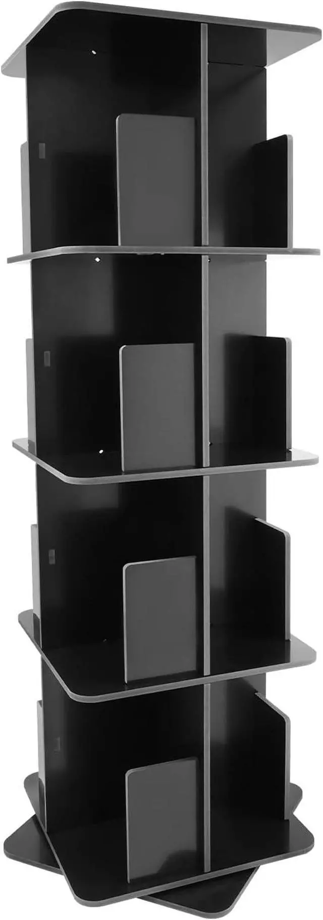 Alt view image 7 of 7 - Rotating Bookshelf 4 Tier Standing Bookcase Square Floor Standing 360° View Stackable Storage Display Book Rack Wooden Shelf for Bedroom Living Room Office Corner Bookcase (4-Tier, Black)