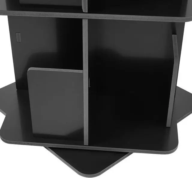 Alt view image 6 of 7 - Rotating Bookshelf 4 Tier Standing Bookcase Square Floor Standing 360° View Stackable Storage Display Book Rack Wooden Shelf for Bedroom Living Room Office Corner Bookcase (4-Tier, Black)