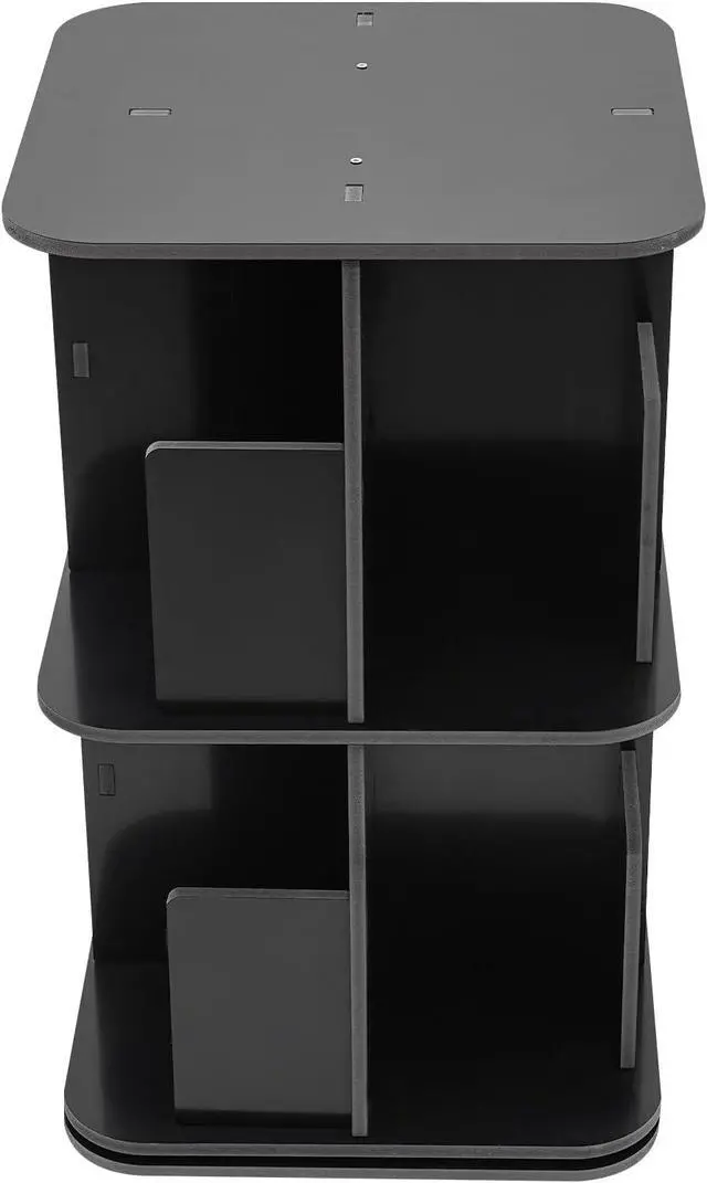 Alt view image 6 of 7 - Rotating Bookshelf 2 Tier Standing Bookcase Square Floor Standing 360° View Stackable Storage Display Book Rack Wooden Shelf for Bedroom Living Room Office Corner Bookcase (2-Tier, Black)