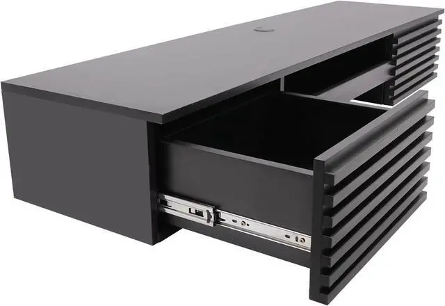 Alt view image 6 of 7 - Wall Mounted Desk 60x15.5x9.5 Inch, Wall Mount Office Desk with Pull Out Drawer, Wall Organizer Table, Max. Load Bearing 120lbs (Black)