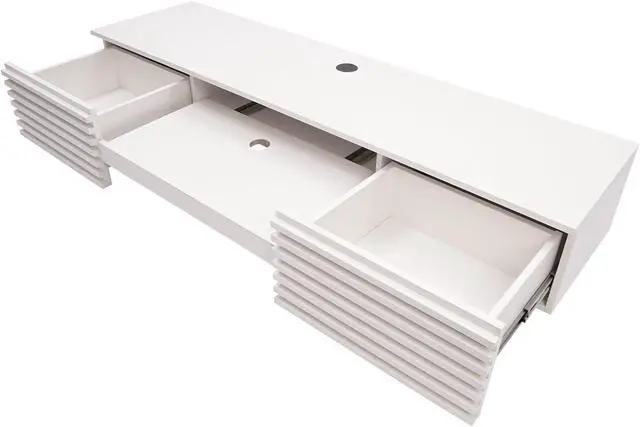 Alt view image 3 of 7 - Wall Mounted Desk 60x15.5x9.5 Inch, Wall Mount Office Desk with Pull Out Drawer, Wall Organizer Table, Max. Load Bearing 120lbs (White)
