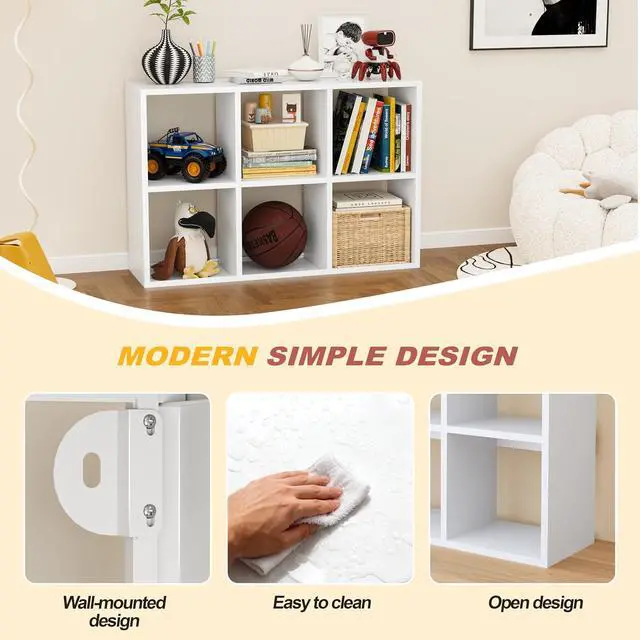 Alt view image 3 of 6 - 6 Cube Storage Organizer, Metal Cubby Storage Shelf, Small Box Bookshelf, Short Open Bookcase for Bedroom, Office, Living Room, Toy & Closet Organization, White