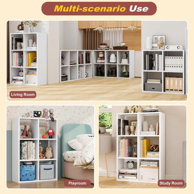 Alt view image 4 of 6 - 6 Cube Storage Organizer, Metal Cubby Storage Shelf, Small Box Bookshelf, Short Open Bookcase for Bedroom, Office, Living Room, Toy & Closet Organization, White