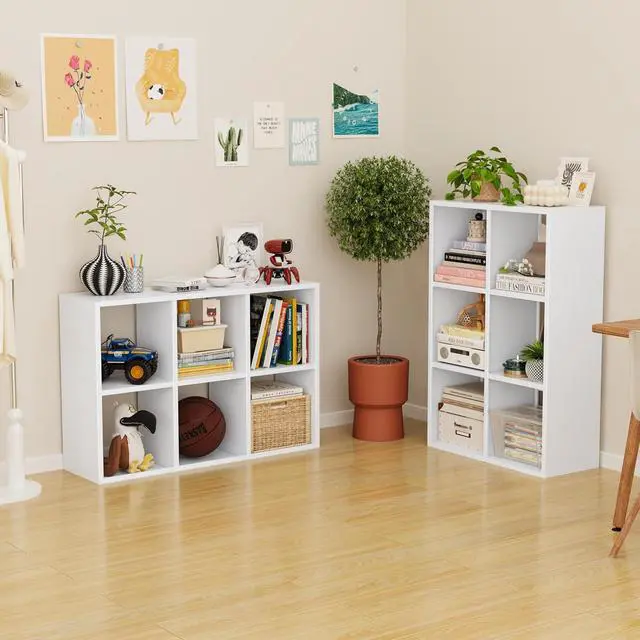 Alt view image 6 of 6 - 6 Cube Storage Organizer, Metal Cubby Storage Shelf, Small Box Bookshelf, Short Open Bookcase for Bedroom, Office, Living Room, Toy & Closet Organization, White