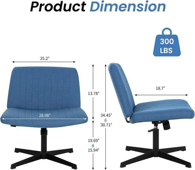 Alt view image 2 of 7 - Cross Legged Office Chair Desk Chair Without Wheels,Vanity Chair with Back Ergonomic Swivel Armless Chair Adjustable Height 29-34 Comfy Meditation Cloud Task Chair for Home