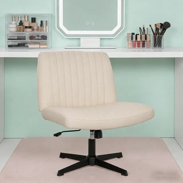 Main image of Criss Cross Chair Desk Computer Chair with Adjustable Back & Height, Comfortable Vanity Chair, 300 Lbs, Beige