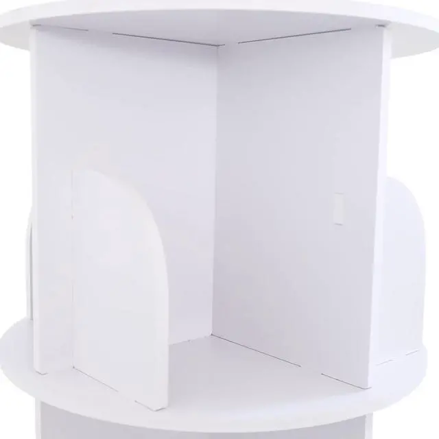 Alt view image 4 of 7 - Rotating Bookshelf 360 Display 2 Tier Floor Standing Bookcase White Storage Rack Stackable Shelves for Kids&Adults Solid Wood Bookshelf Organizer