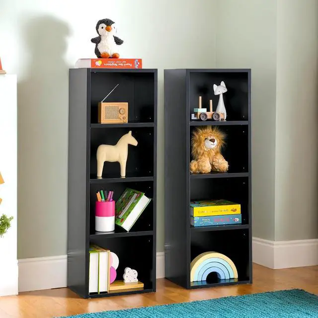 Alt view image 3 of 7 - 8-Tier CD DVD Tower Rack Media Storage Display Cabinet Tall Narrow Bookcase with Adjustable Shelves for Small Spaces, 11.6" x 9.3" x 71", Slim Bookshelf for Home Office, Black