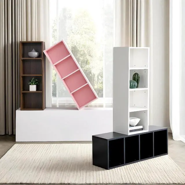 Alt view image 7 of 7 - 8-Tier CD DVD Tower Rack Media Storage Display Cabinet Tall Narrow Bookcase with Adjustable Shelves for Small Spaces, 11.6" x 9.3" x 71", Slim Bookshelf for Home Office, Black