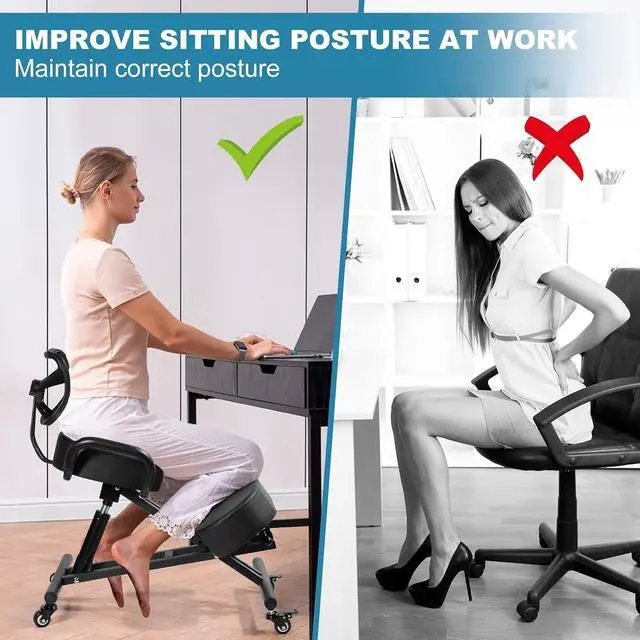 Alt view image 4 of 7 - Ergonomic Kneeling Chair with Back Support, Kneeling Desk Chair,Ergonomic Postures Chairs Knee Stool Kneeling Chairs for Home and Offices-Postures Correction Stool-Improve Your Postures(with Backrest)