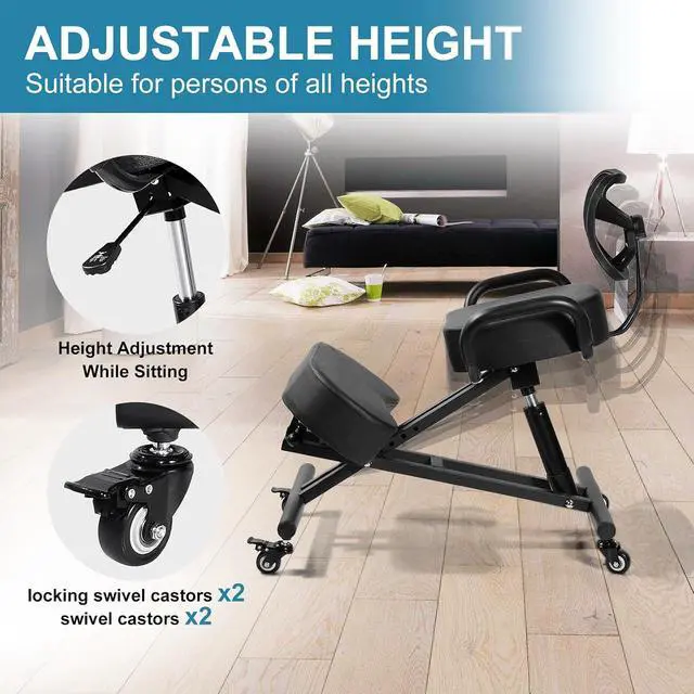 Alt view image 7 of 7 - Ergonomic Kneeling Chair with Back Support, Kneeling Desk Chair,Ergonomic Postures Chairs Knee Stool Kneeling Chairs for Home and Offices-Postures Correction Stool-Improve Your Postures(with Backrest)