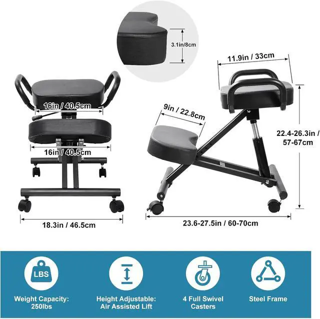 Alt view image 2 of 8 - Ergonomic Kneeling Chair, Kneeling Desk Chair,Ergonomic Postures Chairs Knee Stool Kneeling Chairs for Home and Offices-Postures Correction Stool-Improve Your Postures(Without Backrest)