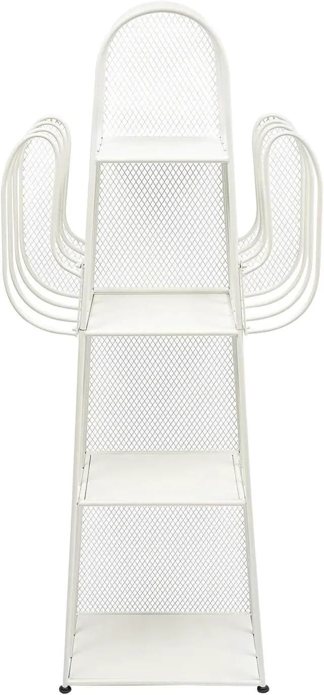 Alt view image 5 of 7 - Cactus Shape Bookshelf, 4 Tiers Freestanding Bookcase Metal Display Rack Storage Organizer Unit Ladder Bookshelves for Corner Bedroom Living Room Office White