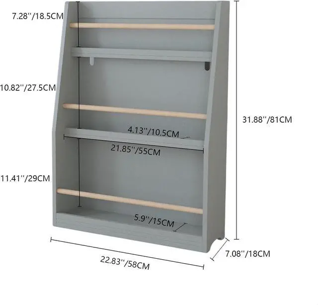 Alt view image 2 of 7 - 3 Tier Kids Bookshelf and Toy Storage Organizer, Wooden Book Rack for Toddlers Infants Baby Young Children, Kids Toy Storage Shelf Display for Bedroom Playroom Nursery Kid Room, Sage