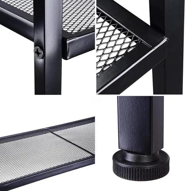 Alt view image 5 of 7 - 4 Tier Industrial Metal Bookshelf,Modern Ladder Bookcase Storage Organizer,Open Display Storage Rack,Plant Flower Shelves Stand,with Metal Frame,for Home Living Room Kitchen Balcony (Black)