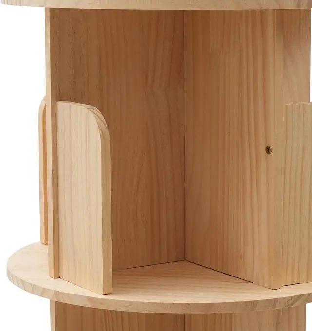 Alt view image 6 of 7 - Rotating Bookshelf, Freestanding 360 Display Corner Bookshelf for Small Space,Solid Wooden Standing Bookcase Storage Rack, Portable Revolving Narrow Book Shelf Organizer for Bedroom 1-6 Tier (6-Tier)