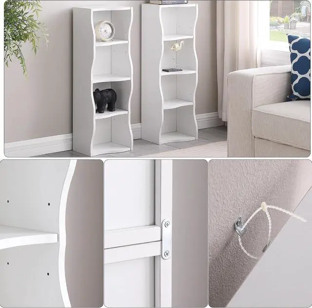 Alt view image 4 of 7 - 8-Tier Bookcase Cube Storage Organizer, Corner Bookshelf with Adjustable Shelves, White