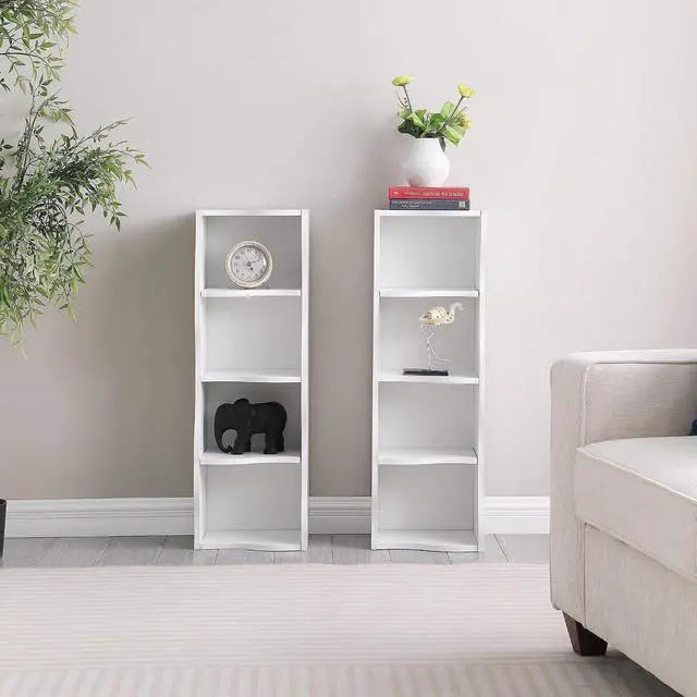 Alt view image 5 of 7 - 8-Tier Bookcase Cube Storage Organizer, Corner Bookshelf with Adjustable Shelves, White