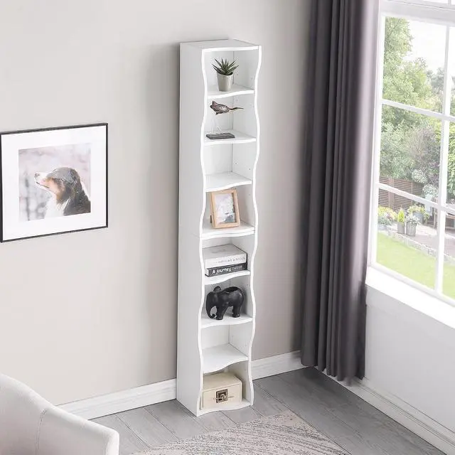 Alt view image 6 of 7 - 8-Tier Bookcase Cube Storage Organizer, Corner Bookshelf with Adjustable Shelves, White