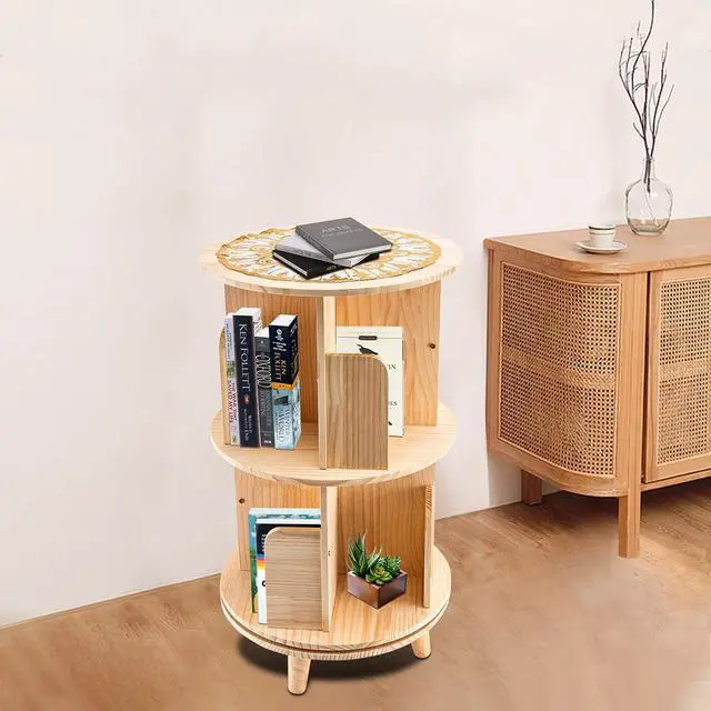 Alt view image 5 of 7 - 2 Tier Rotating Bookshelf - 360 Display Floor Standing Bookcase Storage Rack for Kids & Adults Spinning Bookshelf Tower Book Rack for Classroom Free Standing Wood Bookcases