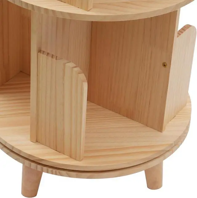 Alt view image 7 of 7 - 4 Tiers Rotating Bookshelf 360 Display Floor Standing Storage Rack for Kids & Adults Multi-Functional Organizer Spinning Tower Book Rack for Classroom Wood Bookcases