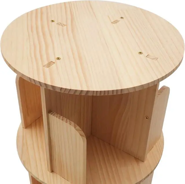 Alt view image 4 of 7 - 5-Tier Rotating Solid Wood Bookshelf - 360 Spinning Tower for Home, Office, Study & Living Room
