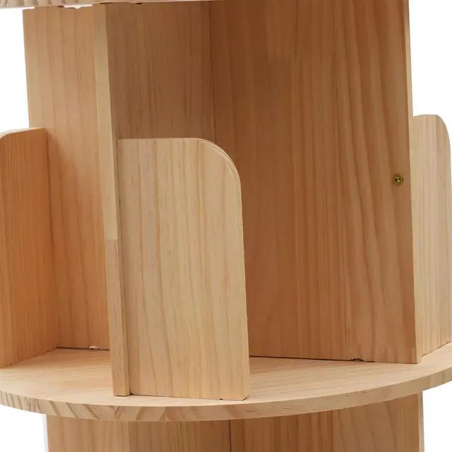 Alt view image 5 of 7 - 5-Tier Rotating Solid Wood Bookshelf - 360 Spinning Tower for Home, Office, Study & Living Room
