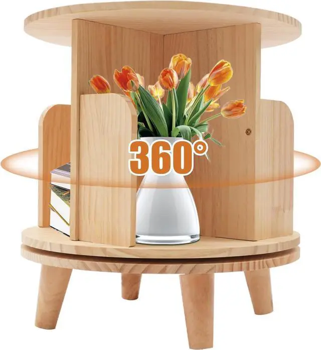 Main image of 1 Tier Rotating 360 Display Floor Standing Bookcase Storage Rack for Kids Multi-Functional Bookshelf Organizer Spinning Bookshelf Tower Book Rack for Classroom Free Standing Wood Bookcase