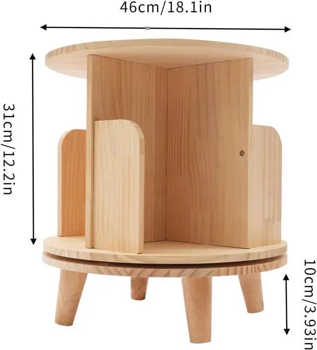 Alt view image 3 of 7 - 1 Tier Rotating 360 Display Floor Standing Bookcase Storage Rack for Kids Multi-Functional Bookshelf Organizer Spinning Bookshelf Tower Book Rack for Classroom Free Standing Wood Bookcase
