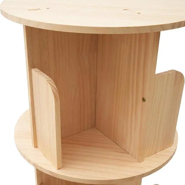 Alt view image 6 of 7 - 1 Tier Rotating 360 Display Floor Standing Bookcase Storage Rack for Kids Multi-Functional Bookshelf Organizer Spinning Bookshelf Tower Book Rack for Classroom Free Standing Wood Bookcase