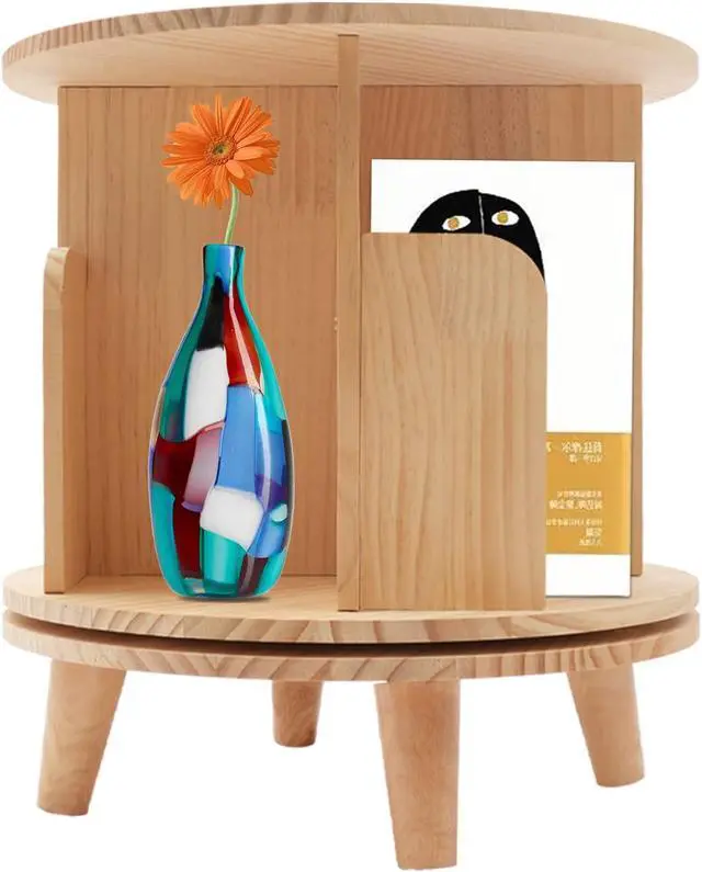 Alt view image 7 of 7 - 1 Tier Rotating 360 Display Floor Standing Bookcase Storage Rack for Kids Multi-Functional Bookshelf Organizer Spinning Bookshelf Tower Book Rack for Classroom Free Standing Wood Bookcase