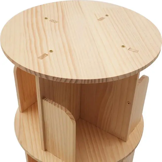 Alt view image 4 of 7 - 6 Tier Rotating Bookshelf 360 Degrees Free Standing Solid Wood Organizer Spinning Tower for Kids Stackable Shelves Home Office Study Living Room DIY