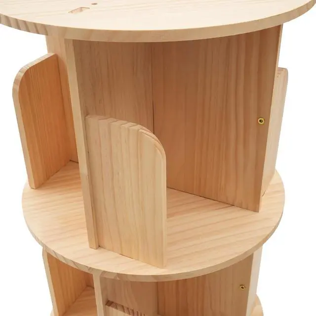 Alt view image 5 of 7 - 6 Tier Rotating Bookshelf 360 Degrees Free Standing Solid Wood Organizer Spinning Tower for Kids Stackable Shelves Home Office Study Living Room DIY