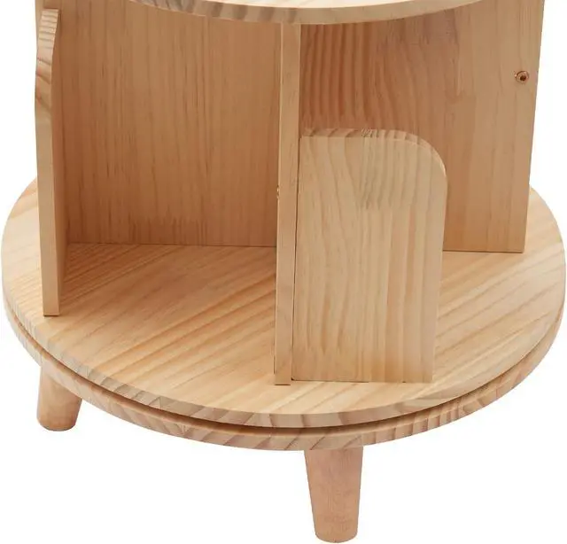 Alt view image 7 of 7 - 5-Tier Rotating Solid Wood Bookshelf - 360 Spinning Tower for Home, Office, Study & Living Room