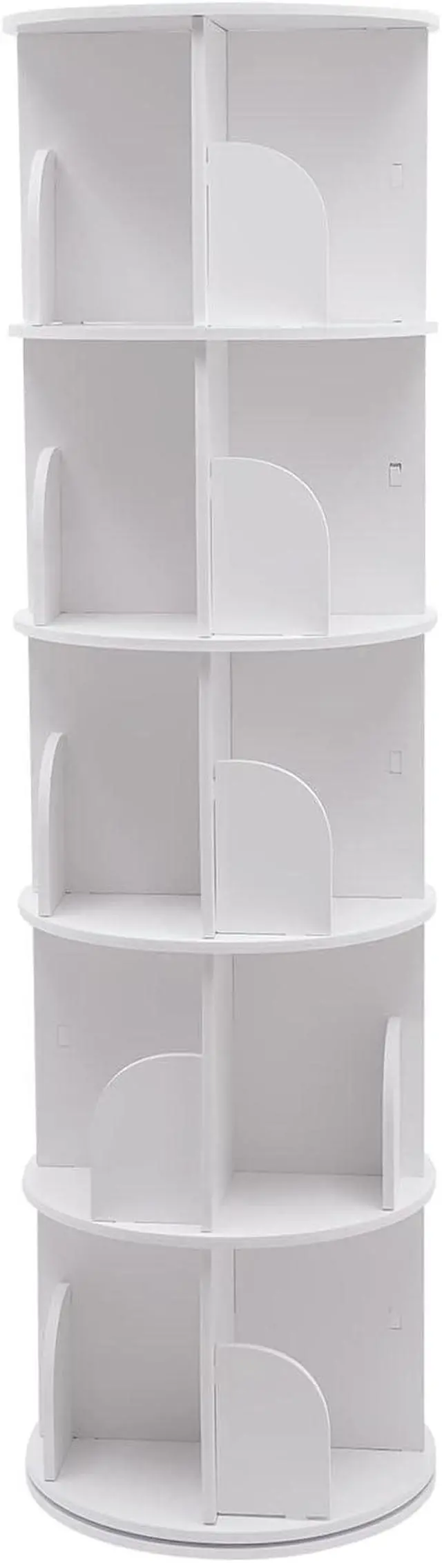 Alt view image 5 of 7 - 5 Tier Rotating Bookshelf - 360 View Display Unique Revolving Storage Rack, Floor Standing Stackable Bookshelf Organizer, Small Corner Bookshelf for Small Space
