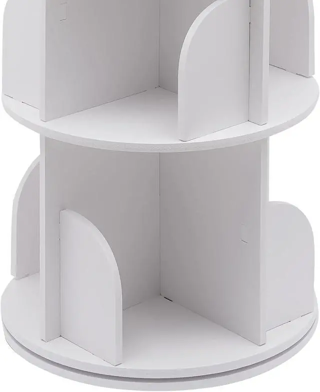 Alt view image 7 of 7 - 5 Tier Rotating Bookshelf - 360 View Display Unique Revolving Storage Rack, Floor Standing Stackable Bookshelf Organizer, Small Corner Bookshelf for Small Space