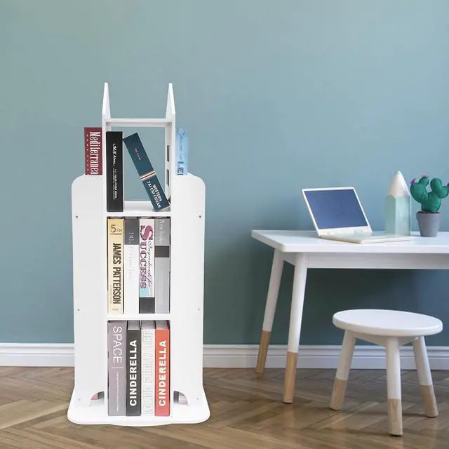 Alt view image 2 of 7 - Rotating Bookshelf, 360 Display Floor Standing Bookcase, Spinning Shelf Storage Rack, Multi-Functional Bookshelf Organizer, Freestanding Storage Organizer Holder for Kids & Adults