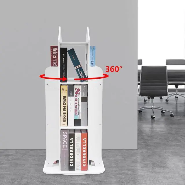 Alt view image 4 of 7 - Rotating Bookshelf, 360 Display Floor Standing Bookcase, Spinning Shelf Storage Rack, Multi-Functional Bookshelf Organizer, Freestanding Storage Organizer Holder for Kids & Adults
