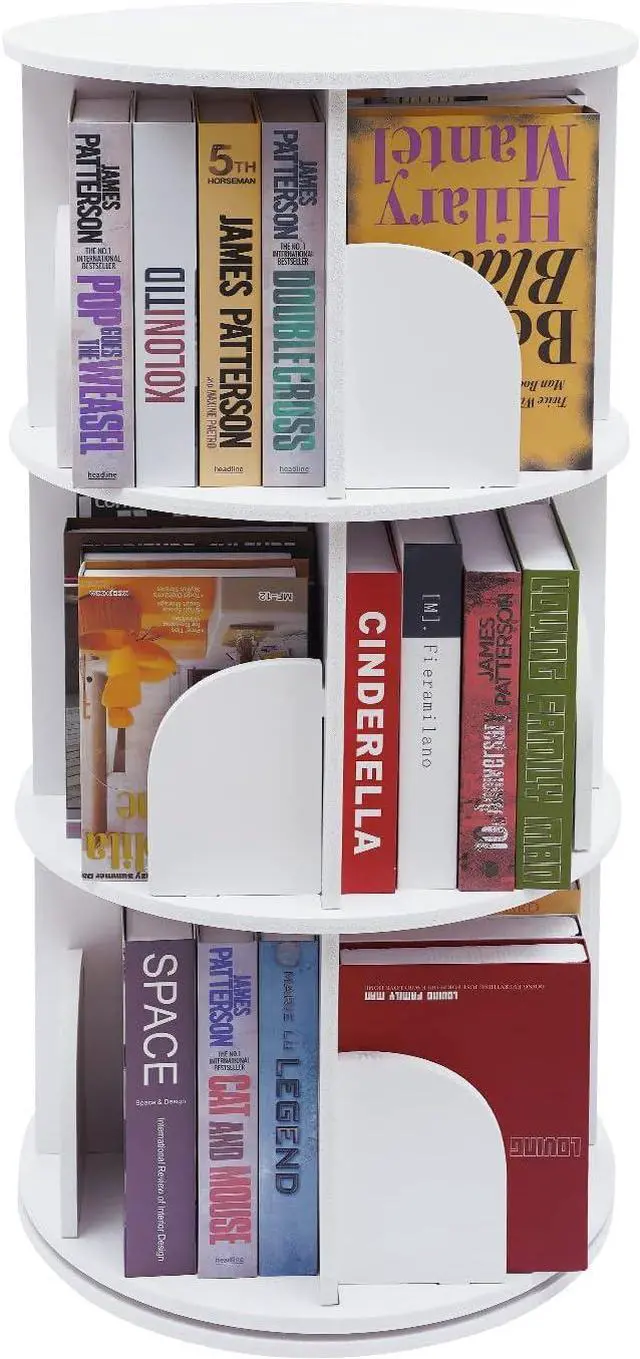 Main image of Rotating Bookshelf, 3 Tier 360° Revolving Bookcase, Stackable Bookshelf Organizer, Floor Standing Display Cabinet for Office Home Living Room Study